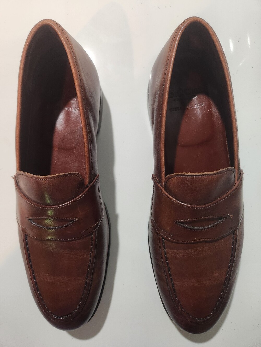 Edward Green X Paul Stuart Leather Mens  Brown Loafers Size 7 D  Handmade NWOB - Picture 3 of 11